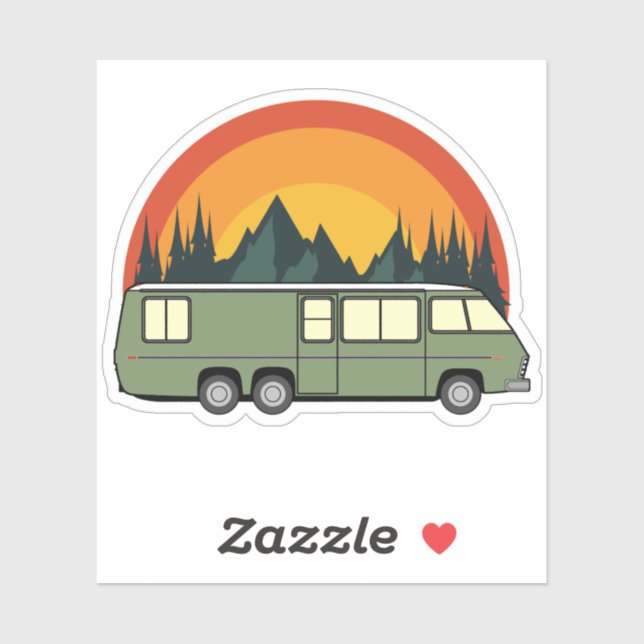 Sticker Coach Vert Rainbow Mountains Kiss-Cut (Feuille)