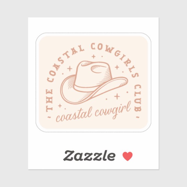 Sticker Coastal cowgirl club beige brun esthétique rétro (Feuille)