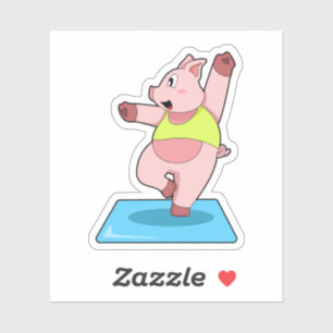 Sticker Cochon au yoga Fitness