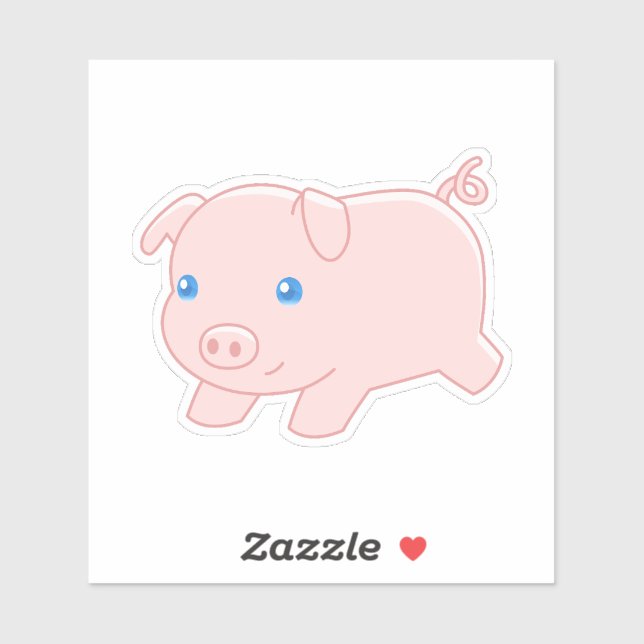 Sticker Cochon, cochon mignon (Feuille)