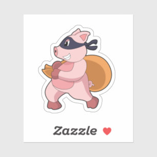 Sticker Cochon comme coureur