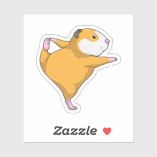 Sticker Cochon de Guinée au Yoga Exercice d'étirement