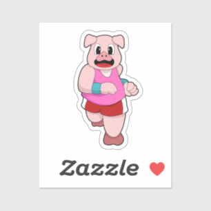Sticker Cochon en cours d'exécution