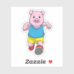 Sticker Cochon en tant que coureur à l'exécution