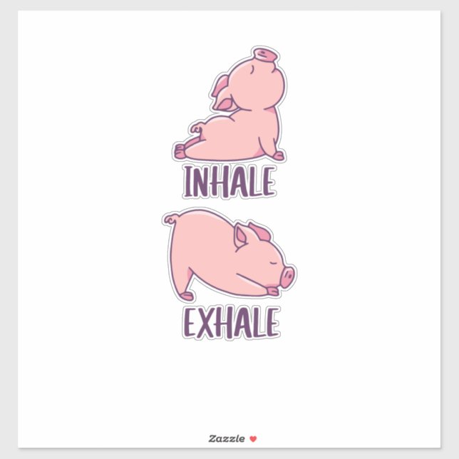 Sticker Cochon Yoga Cute Pigs Doing Sport inhale exhale (Feuille)