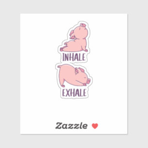 Sticker Cochon Yoga Cute Pigs Doing Sport inhale exhale