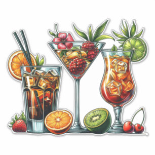 Sticker Cocktail alcoolique Boissons couleurs illustration