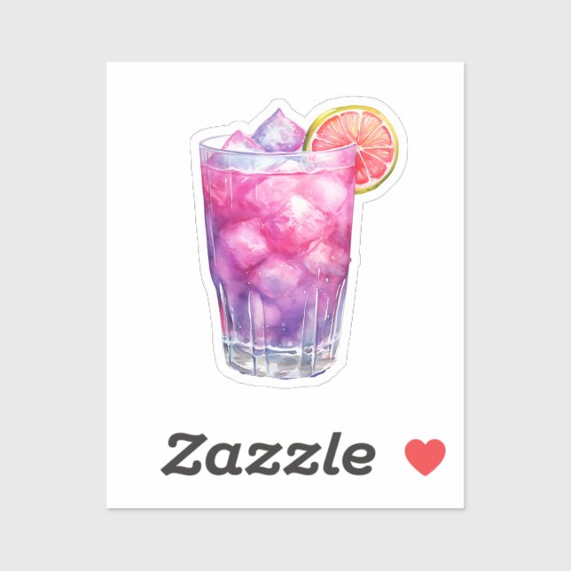 Sticker Cocktail Citronade Rose (Feuille)