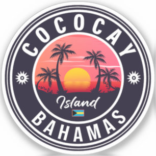 Sticker Coco Cay Bahamas Retro Sunset Souvenirs 60s