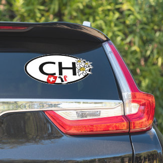 Sticker Code pays Suisse. Crêtes suisses et Bâle