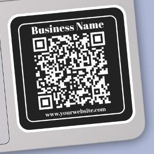 Sticker Code QR modifiable noir et blanc style moderne rét