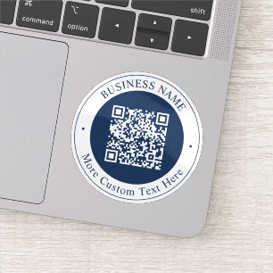 Sticker Code QR personnalisable & Texte Bleu marine fonc
