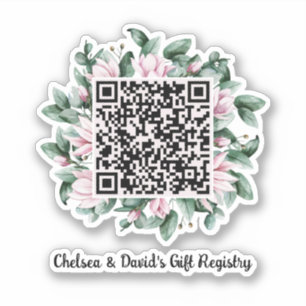 Sticker Code QR personnalisé Magnolia Flower Frame Cadeau