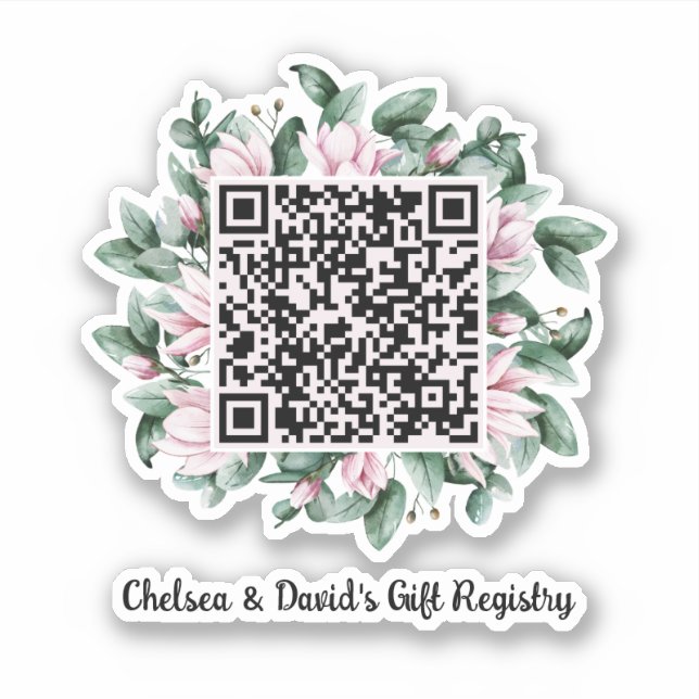 Sticker Code QR personnalisé Magnolia Flower Frame Cadeau  (Devant)