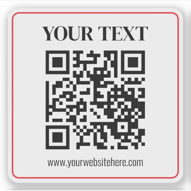 Sticker Code QR simple noir et blanc avec bordure rouge (Devant)