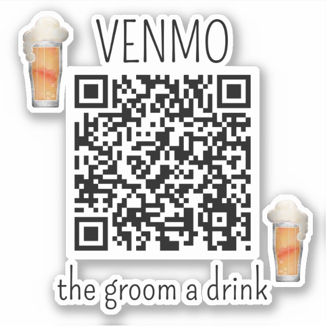 Sticker Code QR VENMO pour offrir un verre au marié Enterr (Devant)