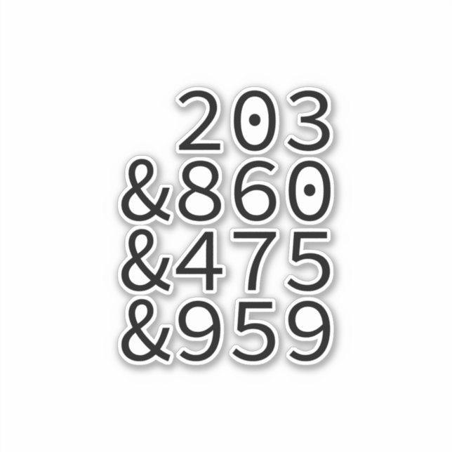 Sticker Codes de la zone du Connecticut (Devant)