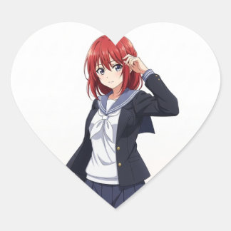 STICKER CŒUR 日本のアニメ風女子キャラクター