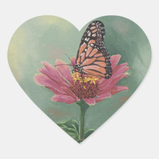 Sticker Cœur 0465 Monarch Butterfly sur Zinnia
