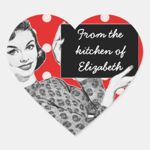 Sticker Cœur 1950 Femme avec une cuisine aux signes
