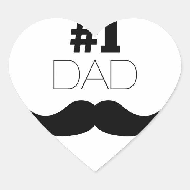 Sticker Cœur #1 Papa Mustache noire - Numéro Un (Devant)