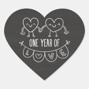 Sticker Cœur 1er anniversaire cadeau pour son chevalier Coeurs 