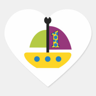 Sticker Cœur 1er Anniversaire Voilier