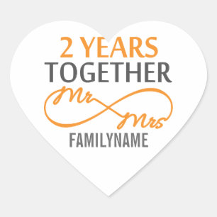 Sticker Cœur 2e anniversaire M. & Mme Infinity Personnalisée