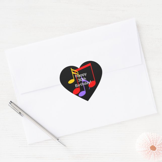 Sticker Cœur 30th Birthday Music Notes  (Enveloppe)