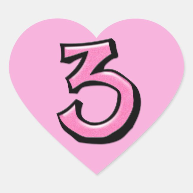 Sticker Coeur 3 rose Silly Number (Devant)