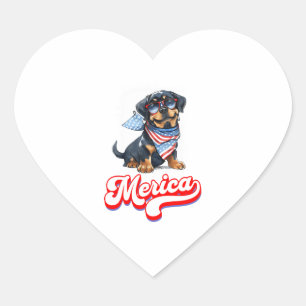 Sticker Cœur 4 juillet Patriotique Dog Rottweiler Merica