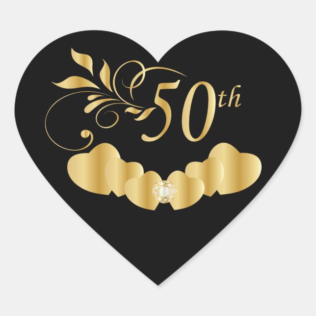 Sticker Cœur 50e anniversaire de Mariage d'or (Devant)