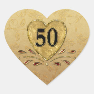 Sticker Cœur 50e Anniversaire d'or Coeur