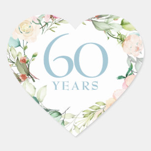 Sticker Cœur 60e / 75e anniversaire Sweet Summer Roses Garland