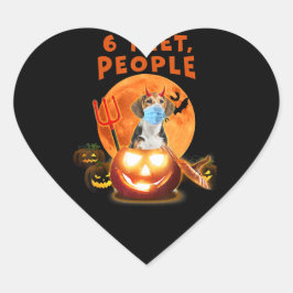 Sticker Cœur 6 Pieds, Chien Beagle Avec Masque Cadeau Halloween