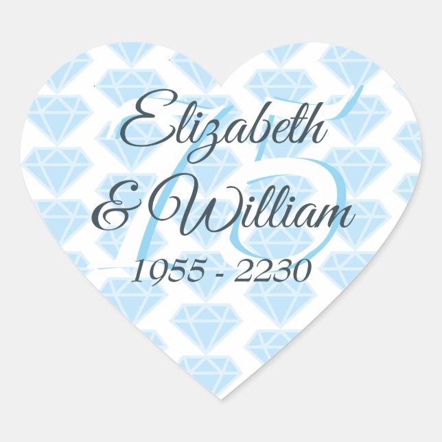 Sticker Cœur 75e anniversaire du Mariage Célébration du diamant (Devant)