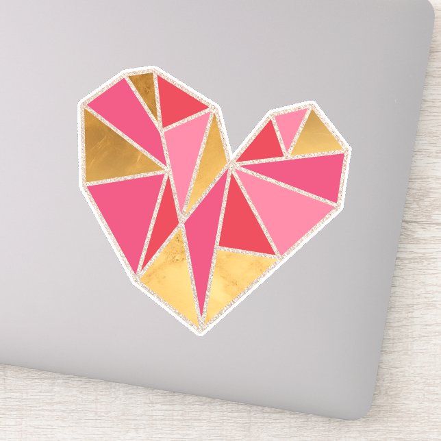 Sticker Coeur à facettes géométriques (Détail)