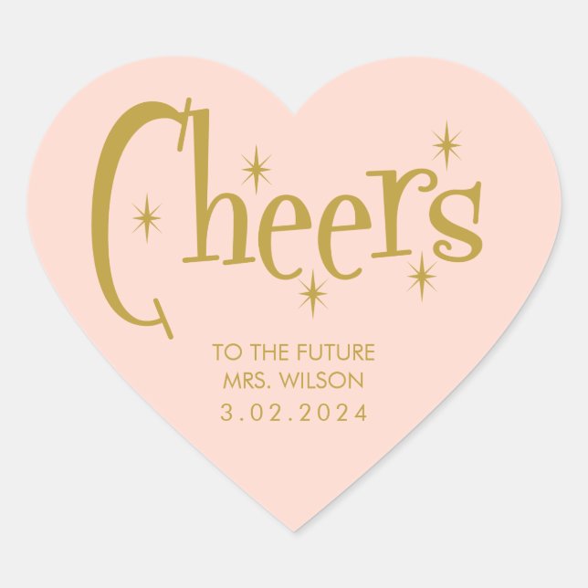 Sticker Cœur À la future Mme Pink Golden Bachelorette (Devant)