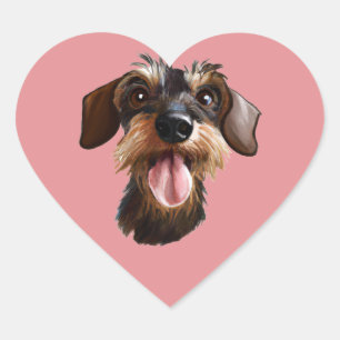 Sticker Cœur À poils durs Dachshund