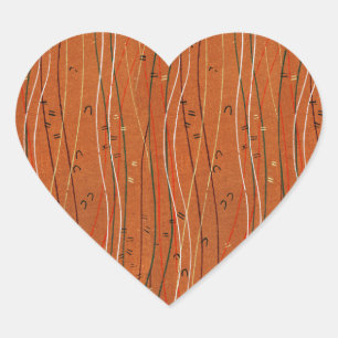 Sticker Cœur Abstrait japonais Wavy Red Stripes