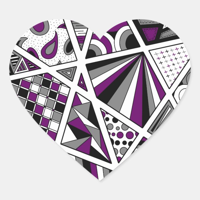 Sticker Cœur Ace Asexuel Pride Zen Doodle (Devant)