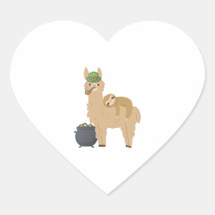 Sticker Cœur Adorable Sloth Se détendre sur une Llama Célébrant