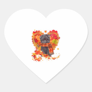 Sticker Cœur Affenpinscher Au Coeur Fait De Feuilles D'Automne
