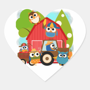 Sticker Cœur Agriculteurs de hibou