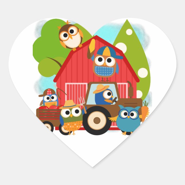 Sticker Cœur Agriculteurs de hibou (Devant)