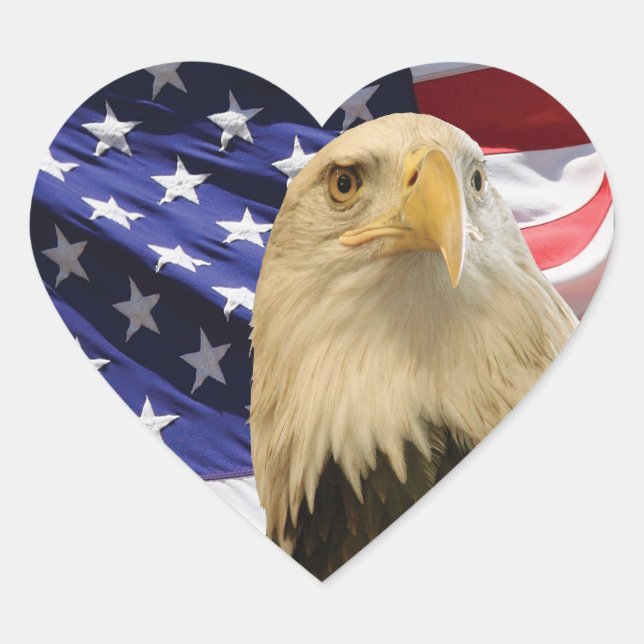Sticker Cœur Aigle et drapeau américains (Devant)