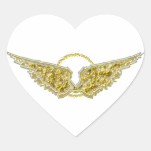 Sticker Cœur Ailes dorées avec halo