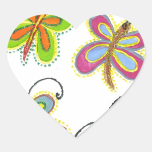 Sticker Cœur Ailes Whimsical : Belle conception à thème papillo