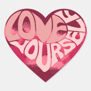 Sticker Cœur Aimez-Vous Deux Tons Pink Heart Word