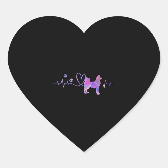 Sticker Cœur Akita Heartbeat (Devant)